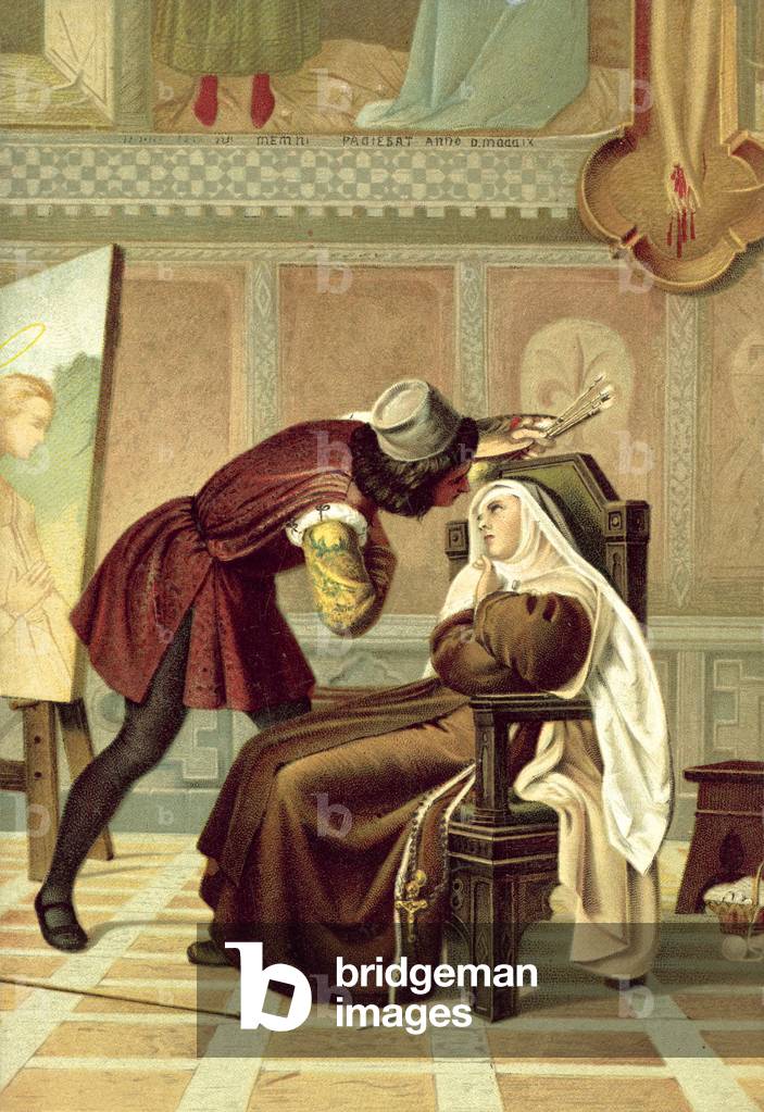 Filippo Lippi and the nun Buti (chromolitho) by Gabriele Castagnola