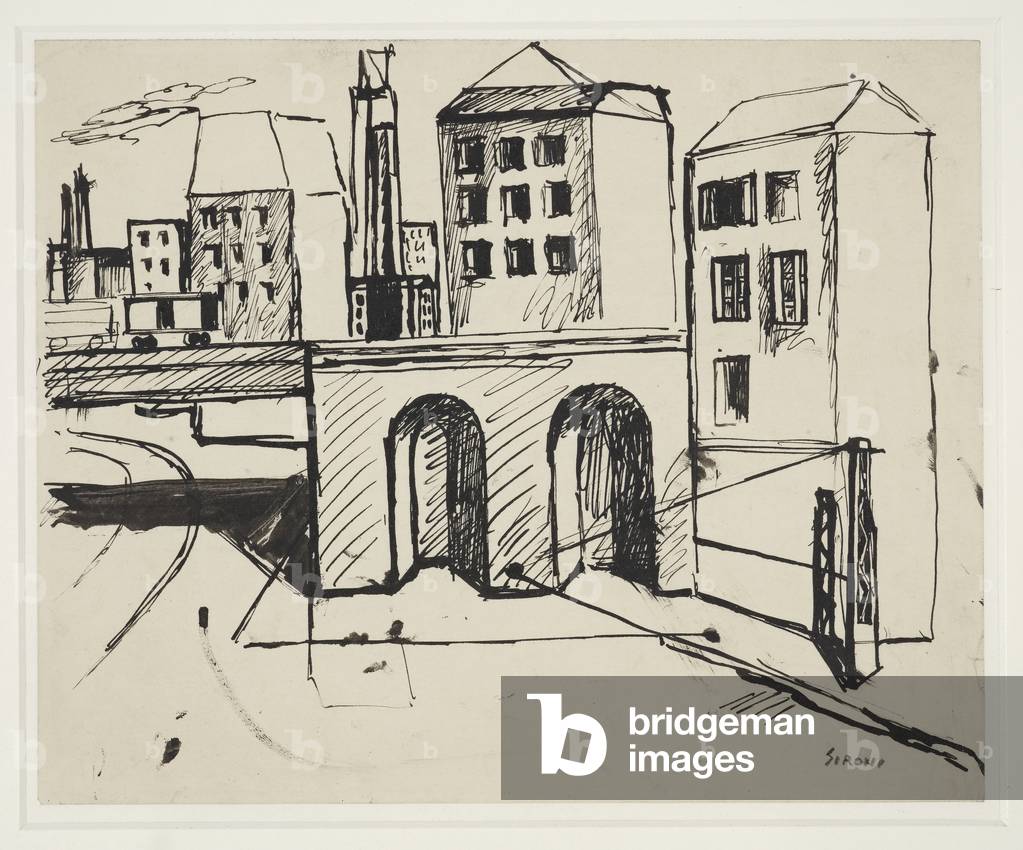 Paesaggio urbano (Paesaggio Urbano), 1921 (circa) (disegno)