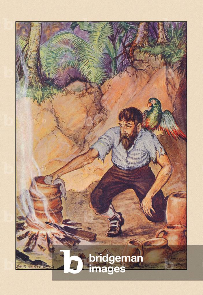 Bild von Druck "Robinson Crusoe" 1914 von Milo Winter
