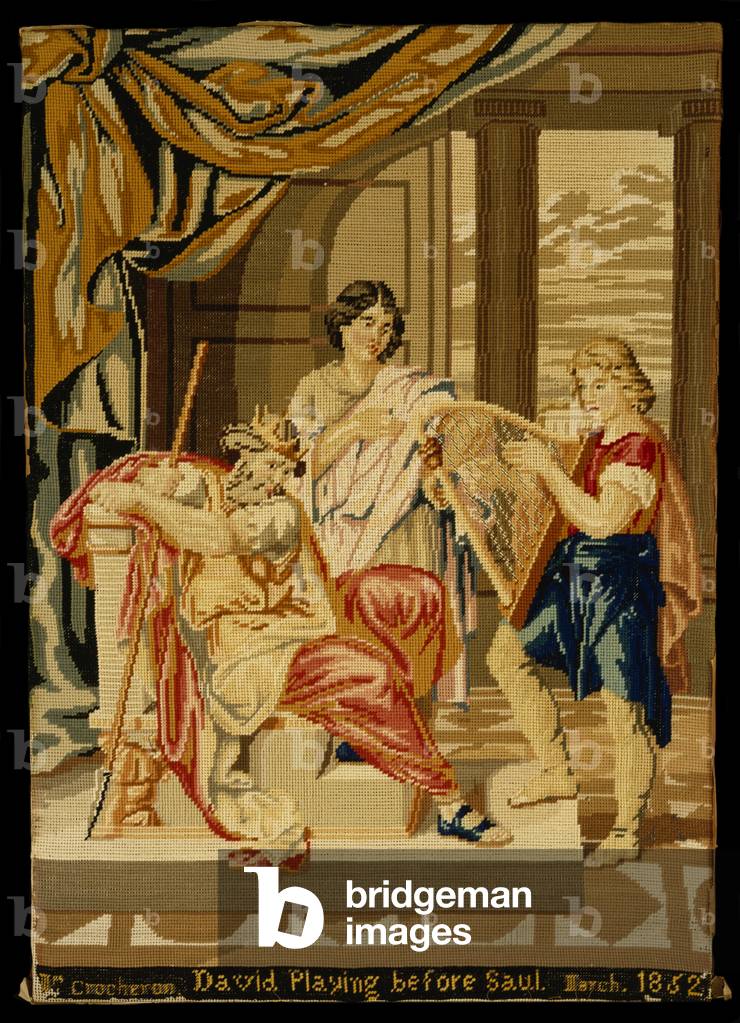 Bild von Textil & Mode "David Spielend vor Saul" 1852 von Mary Ann Crocheron