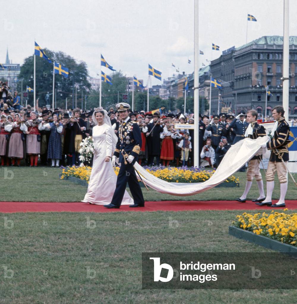 Die Hochzeit von Carl Gustaf von Schweden und seiner Frau Silvia am 19. Juni 1976.