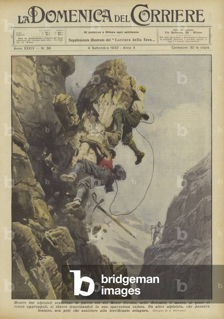 "Mentre due alpinisti scalavano la parete est del Monte Civetta" di Achille Beltrame