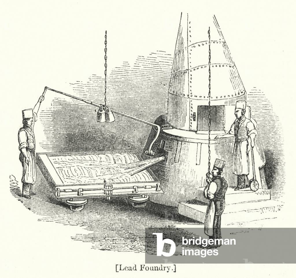 "Fonderia di piombo (incisione)" di English School, b/w
