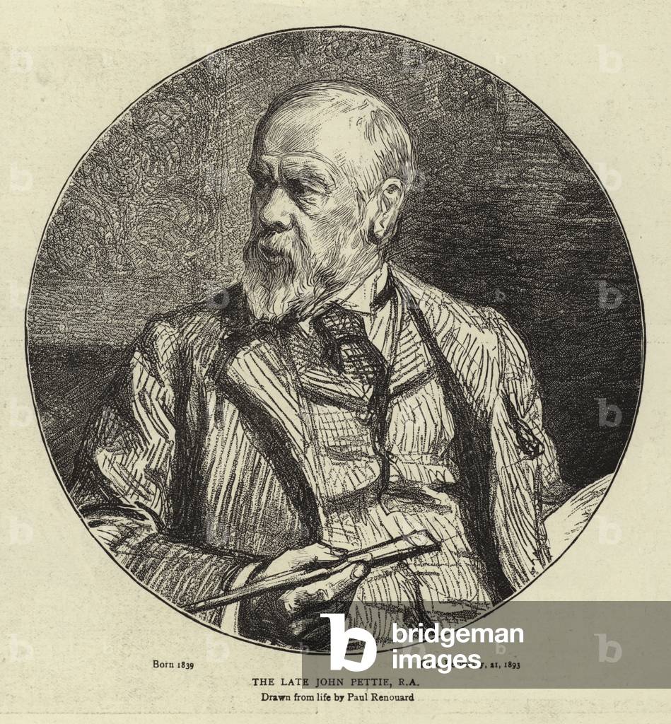 Bild von Druck "The Late John Pettie" von Charles Paul Renouard, b/w