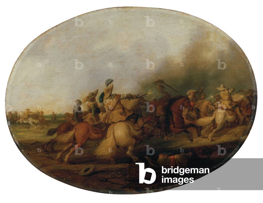 Image de Peinture représentant Une escarmouche de cavalerie avec un soldat décédé, 1637 par Palamedes Palamede