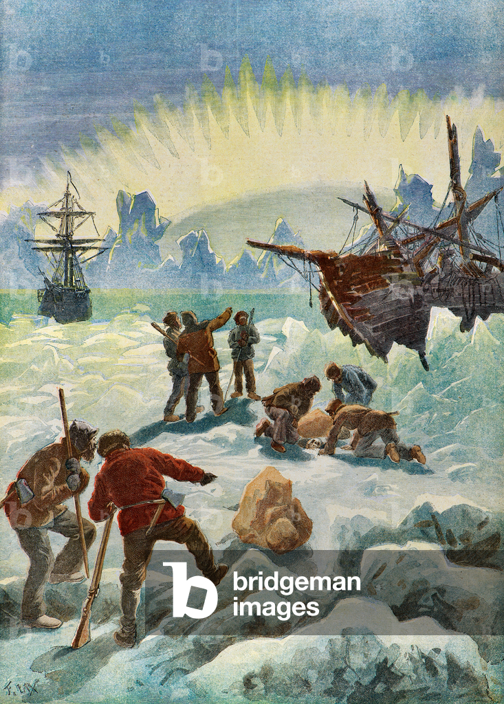 Bild von Druck "Entdeckung der Überreste des norwegischen Schiffes "Ripple"" 1893 von Frederic Theodore Lix