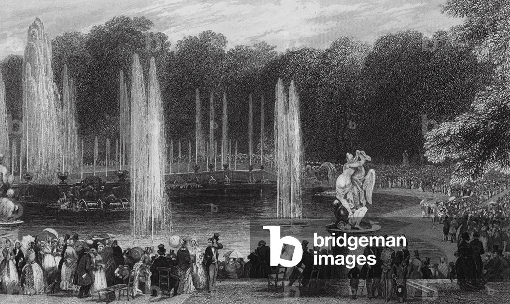 Image of Engraving depicting The Grand Waterworks 1801 by Eugene-Louis Lami