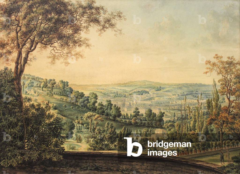 Vista dalla Terrazza del Giardino del Signor Rauzzini, Bagno, 1807 (w/c su carta)