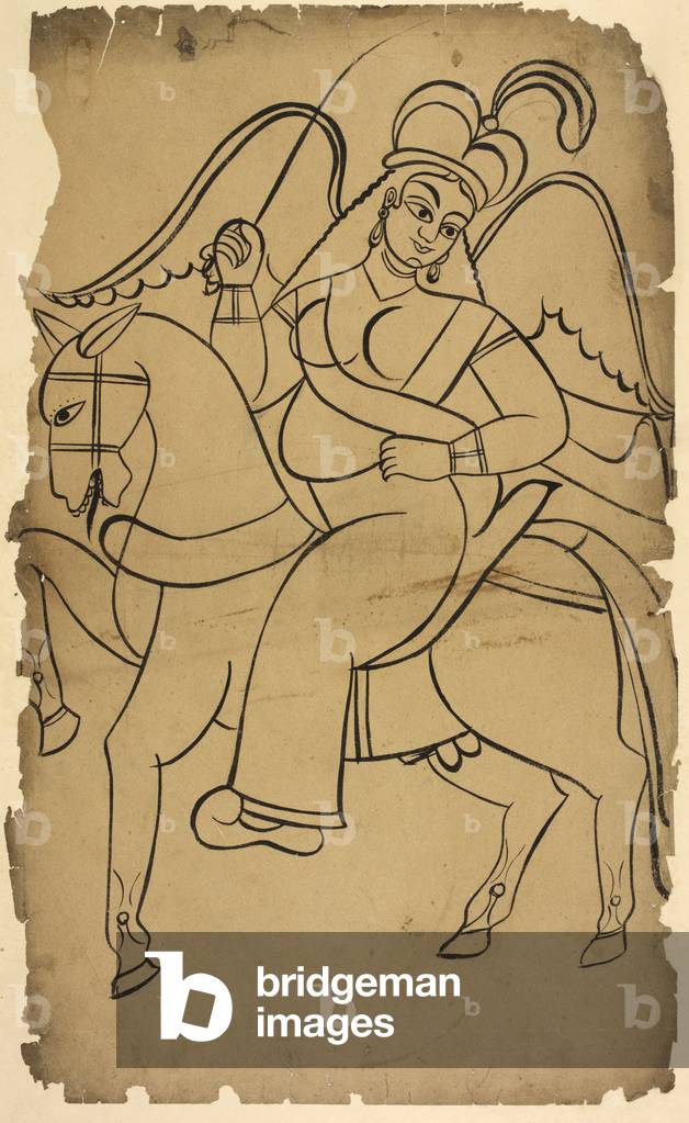 Geflügelte 'Apsaras' Reiten ein Pferd