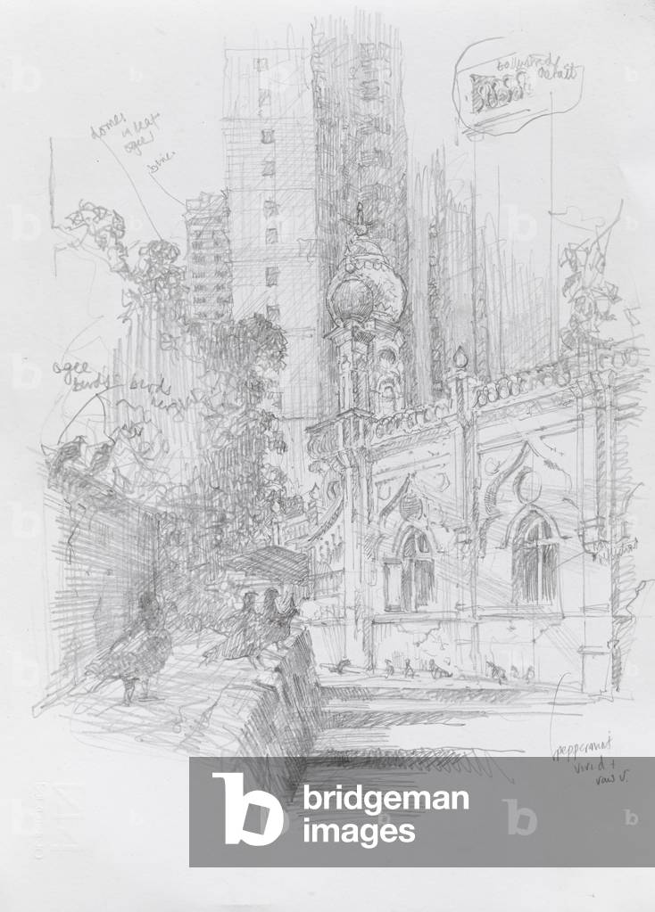 Zeichnung Mid Levels Moschee, 2015 (Öl auf Leinen)