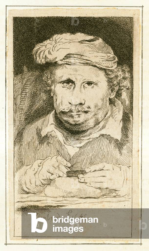 "Rembrandt (incisione)" di English School, b/w