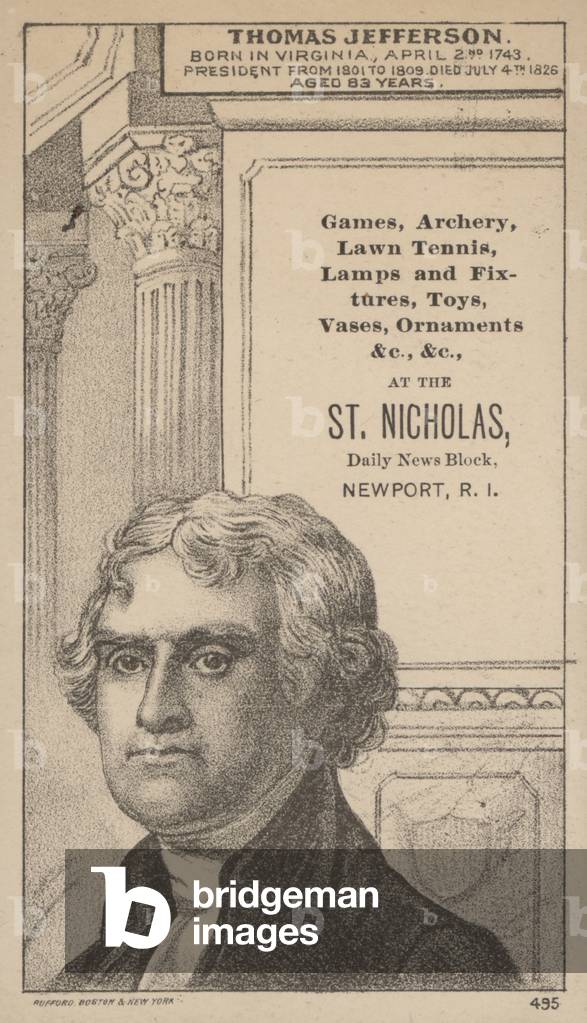 Immagine di Stampa "Thomas Jefferson (lito)" 1801 di American School, b/w