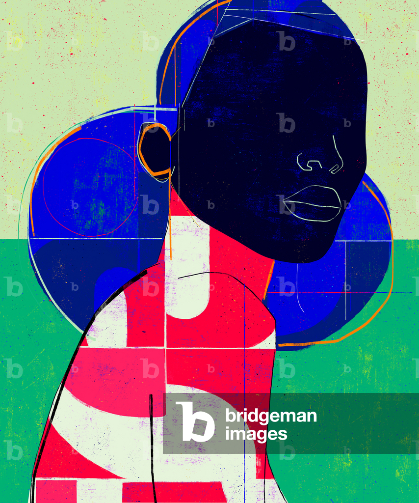 Femme aux cheveux bleus (numérique)