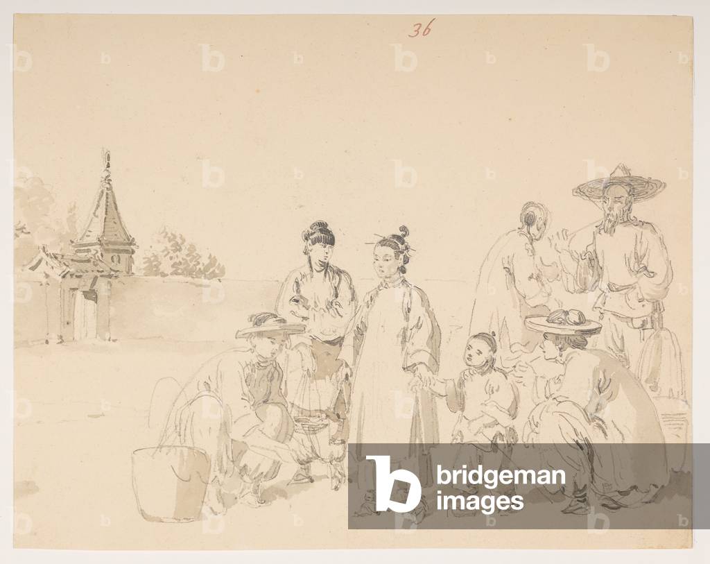 Immagine di Disegno "Un gruppo" 1792 di William Alexander, b/w