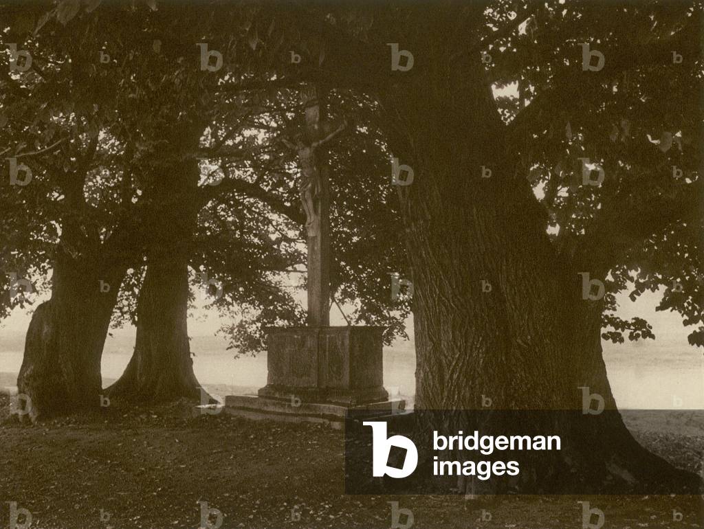 Das Kreuz von Dreizehnlinden bei Corvey; The Cross of Dreizehnlinden near Corvey (b/w photo)