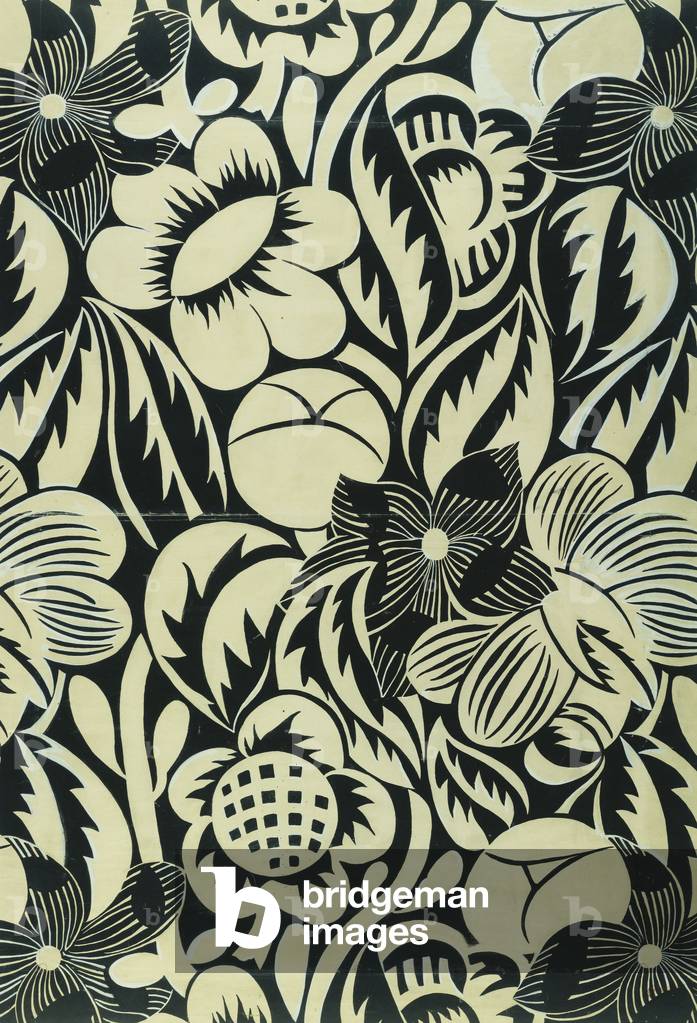 Fleurs noires et blanches ; Les Fleurs Noires et Blanches, (gouache, brosse et encre noire sur papier)