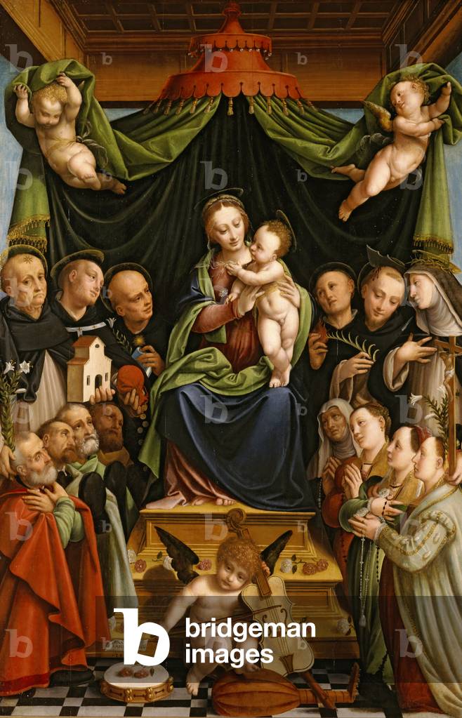 Image of Madonna and Child Enthroned with Saints and Donors, 1552 (oil ...