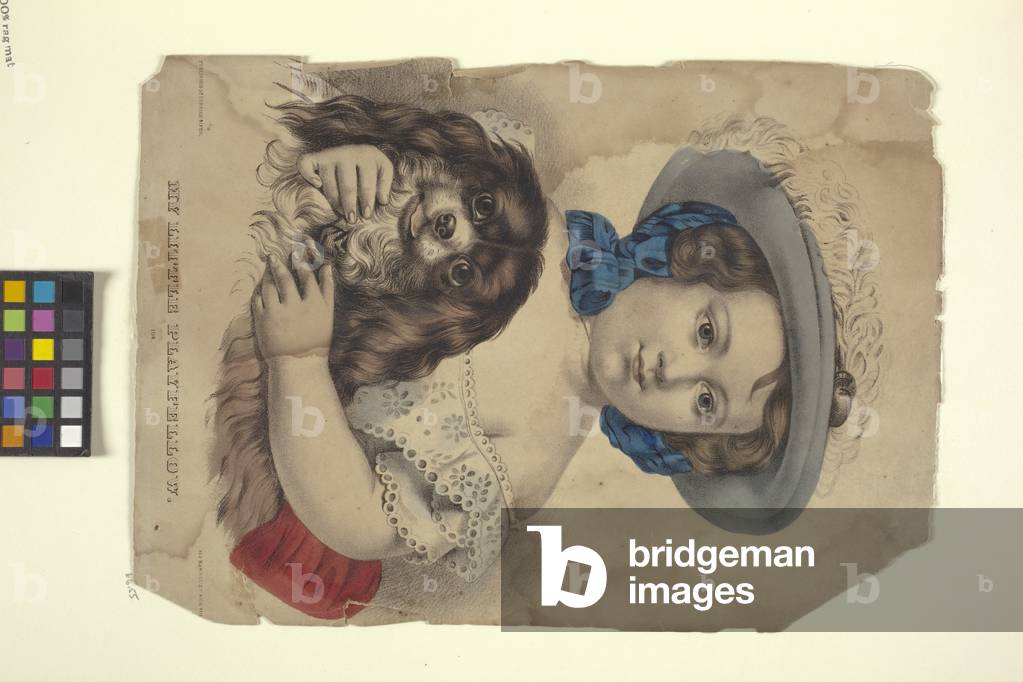 Immagine di Stampa "My Little Playfellow (litografia colorata a mano)" 1857 di Nathaniel Currier