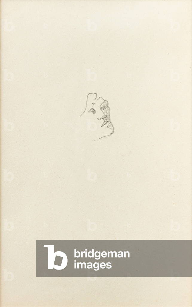 Image of Drawing depicting Three-quarter head sketch facing right 1900 by Amedeo Modigliani