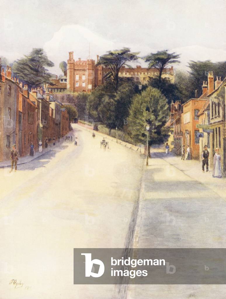 Surrey: Castle Street, Farnham (Farblitho)