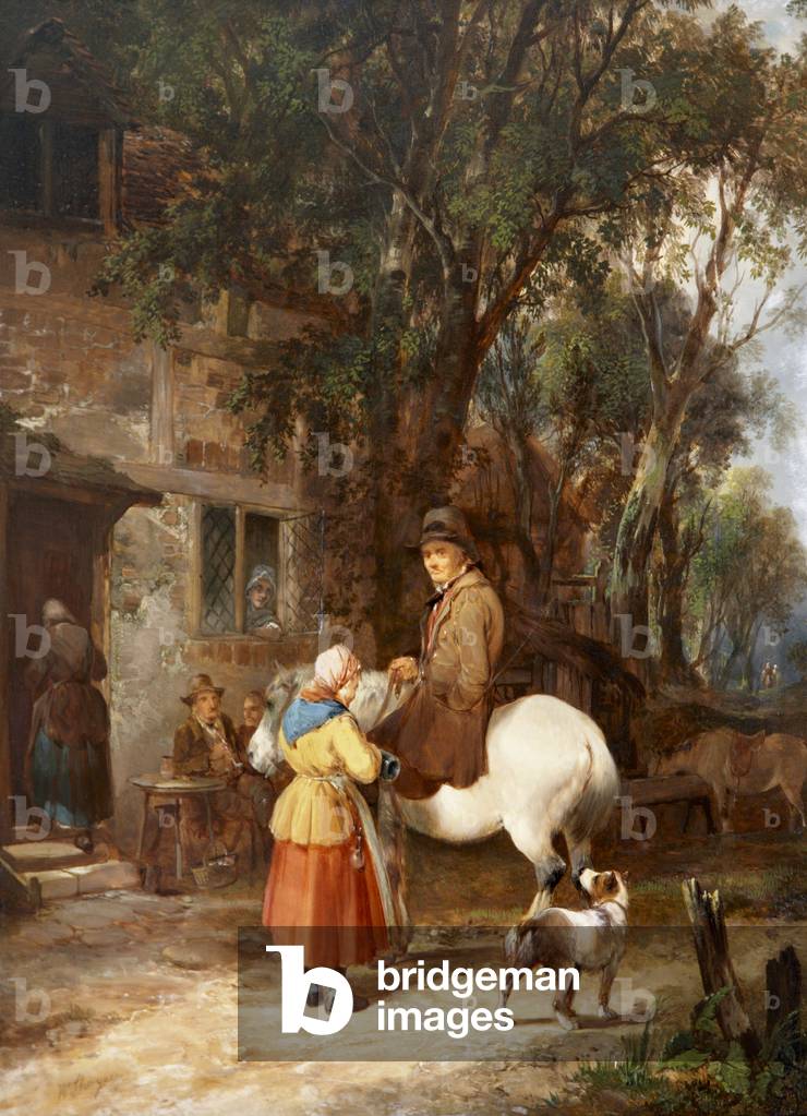 Immagine di Dipinto "grigio pony fuori Un taverna" di William Snr. Shayer