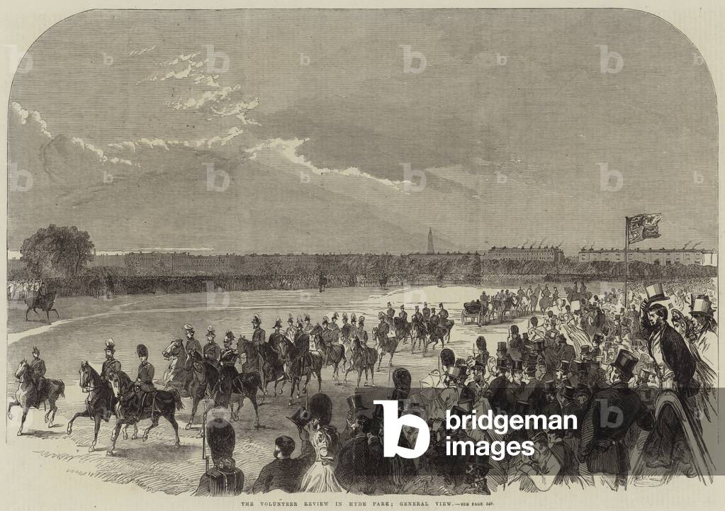 The Volunteer Review in Hyde Park ; vue générale (gravure)