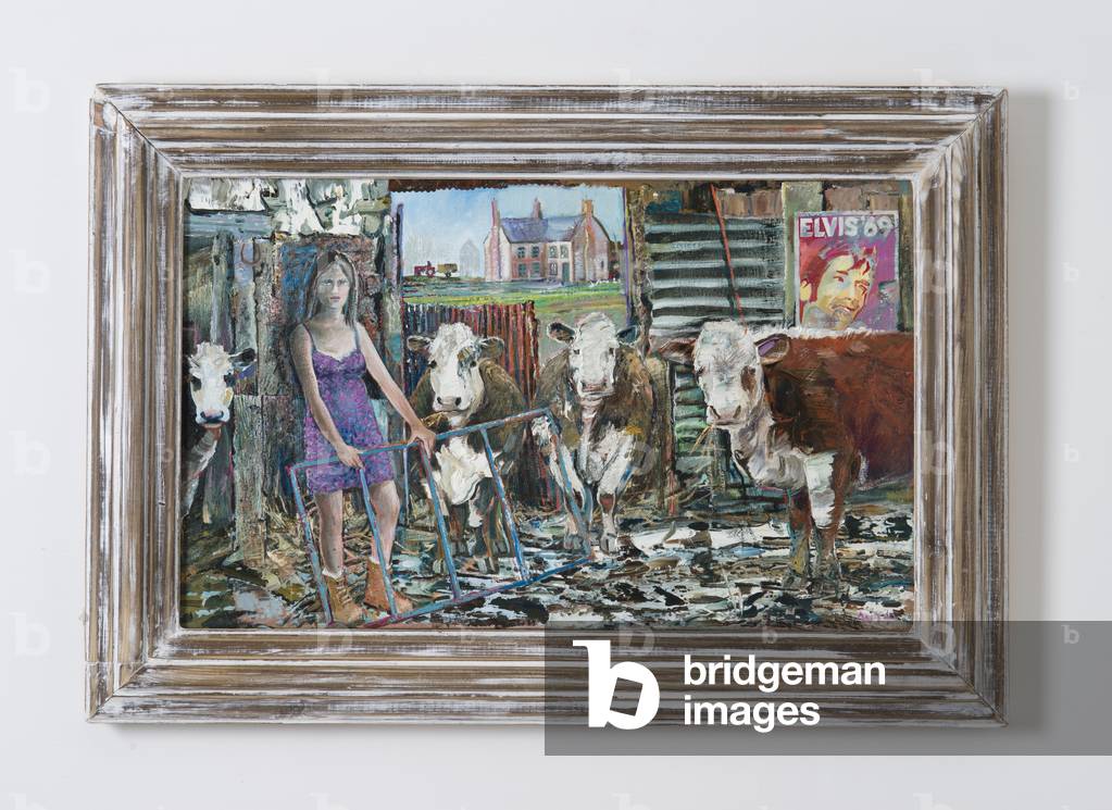 Image of Painting depicting Feeding the Cattle 2004 by Alex Williams