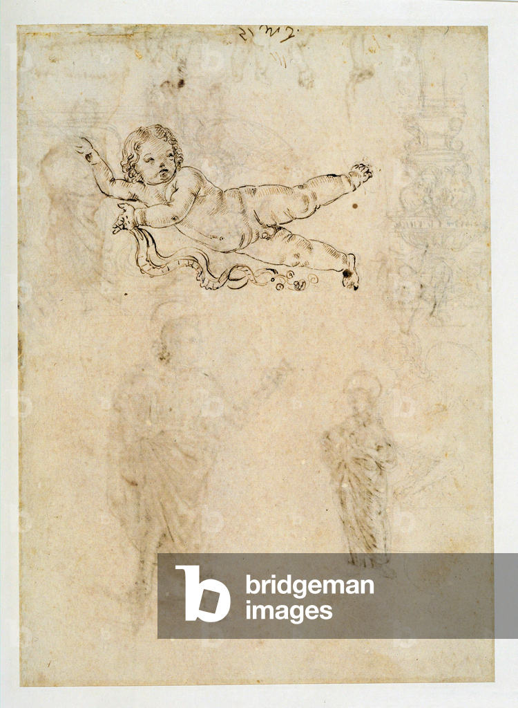 Study of a child;a sculpted ornament;a harpy …