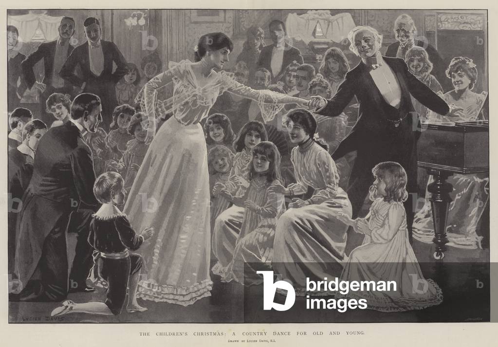 Immagine di Stampa "Il Natale dei bambini" 1902 di Lucien Davis, b/w