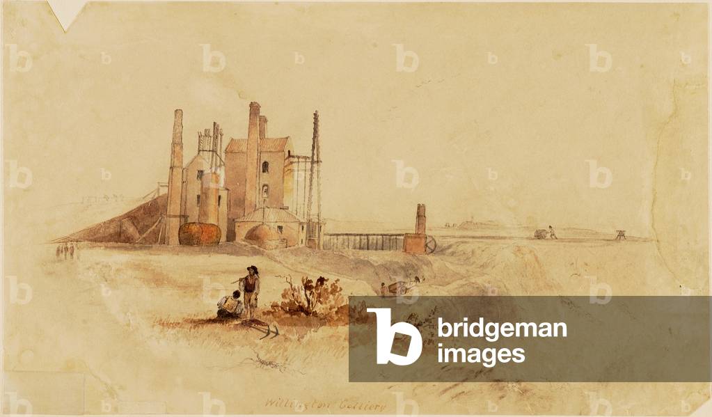 Bild von Zeichnung "Willington Colliery (w/c auf Papier)" von Thomas H. Hair, b/w