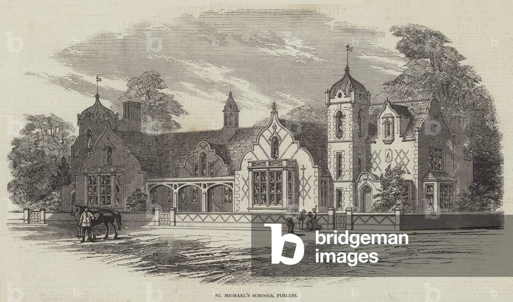 St Michael's Schools by English Artist, b/w
