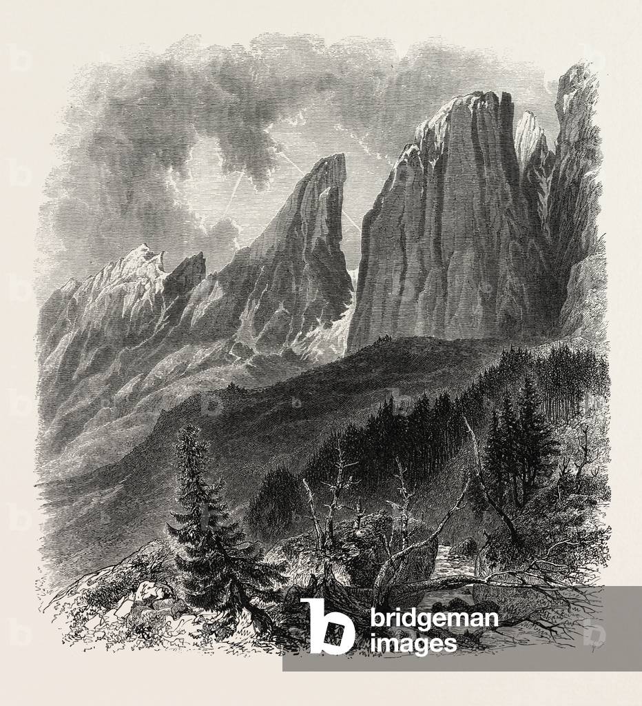 Bild von Gravur "Der Blattkogel aus dem Sellajoch", b/w