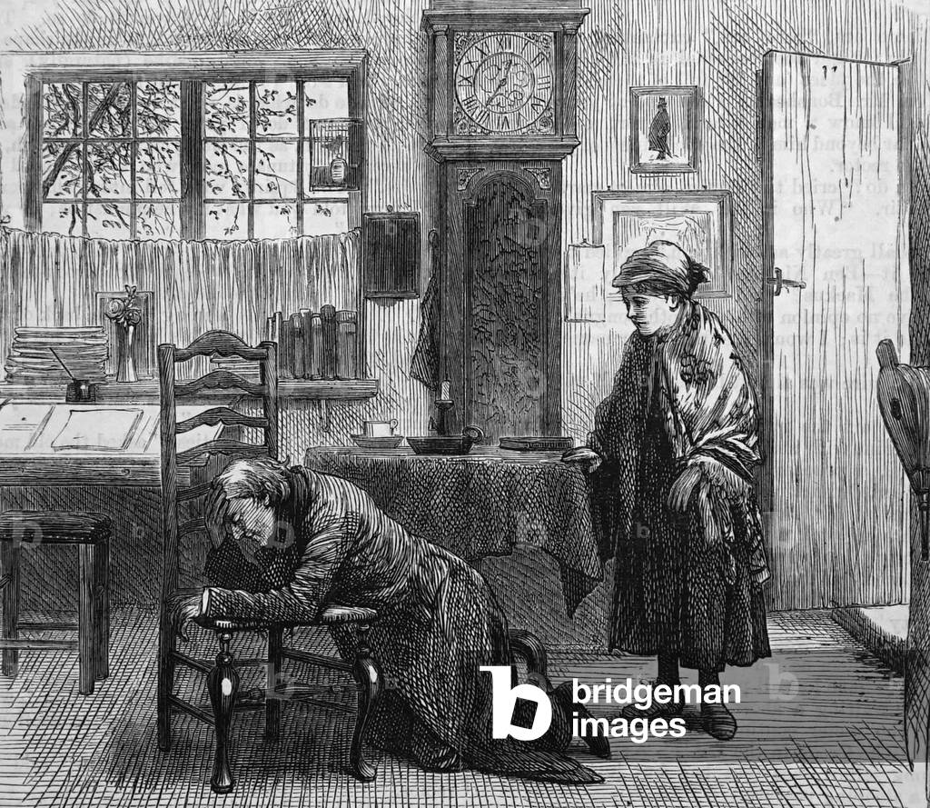 Un uomo anziano pregare mentre sua moglie guarda su, 1850