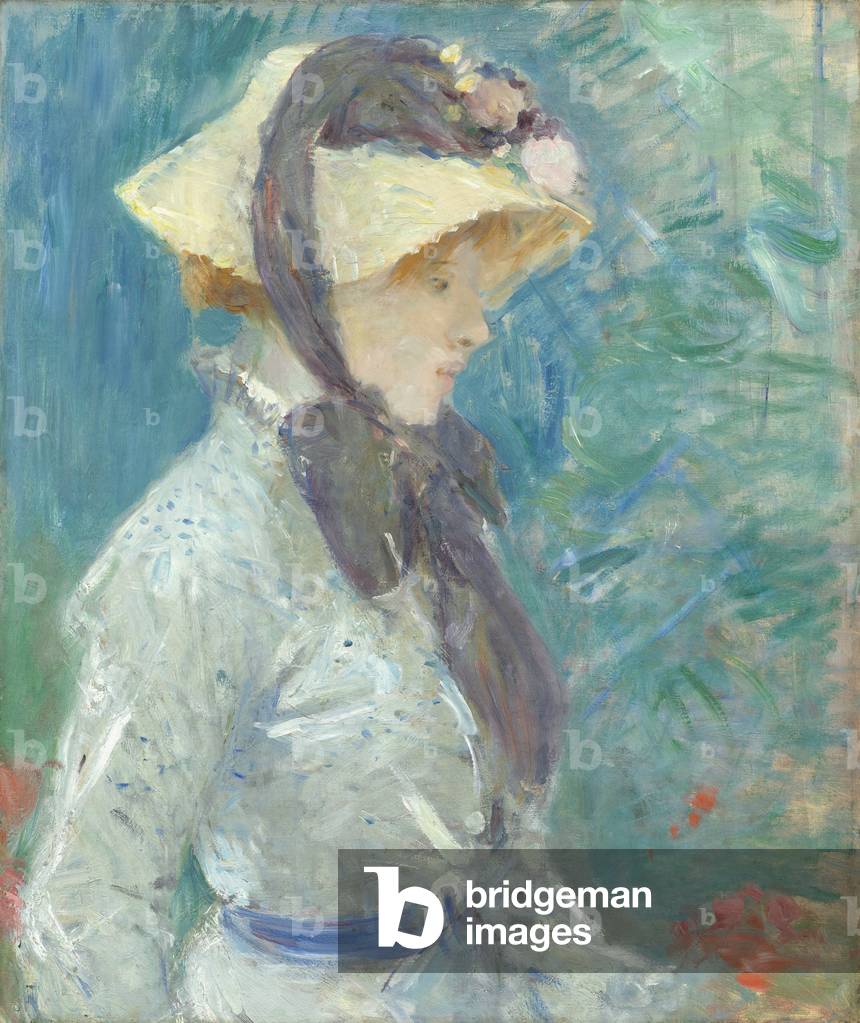 giovane donna con un cappello di paglia, 1884 (olio su tela)