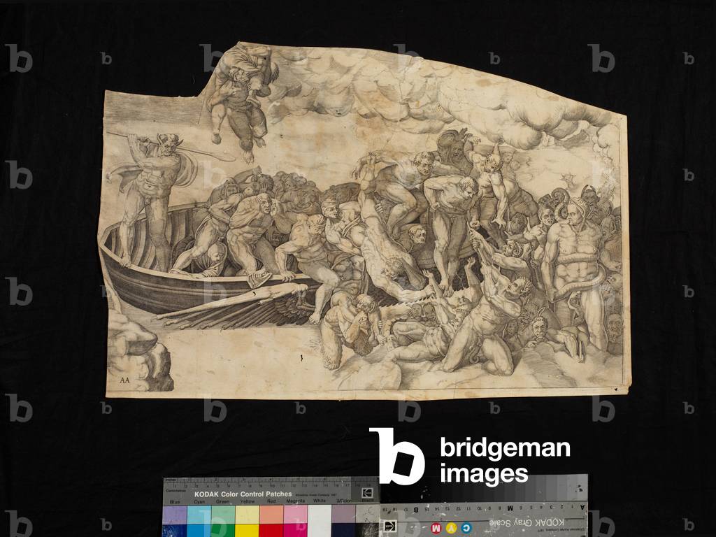 Szene aus dem Jüngsten Gericht, 1562 (1620) (Stich, Fragment)