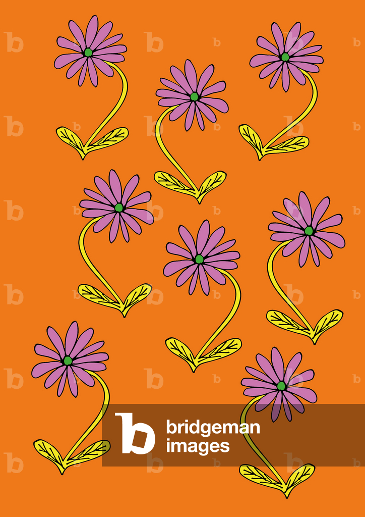Image of Painting depicting Daisies Repeat Orange Background (digital) 2025 by Daisy de Villeneuve