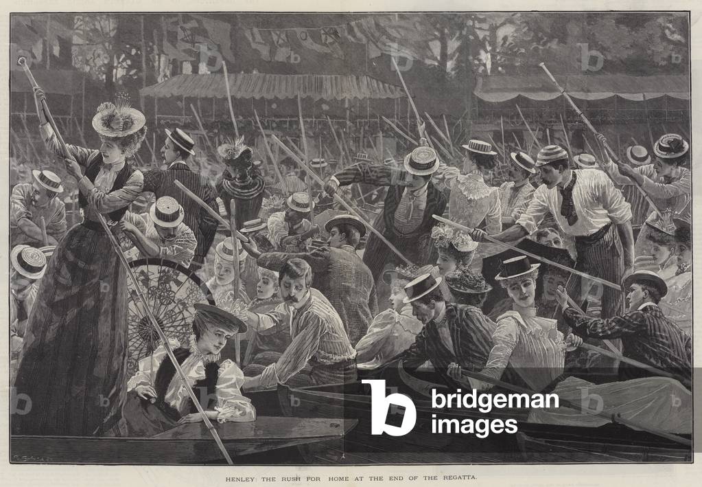 Henley, the Rush for Home at the End of the Regatta (engraving)