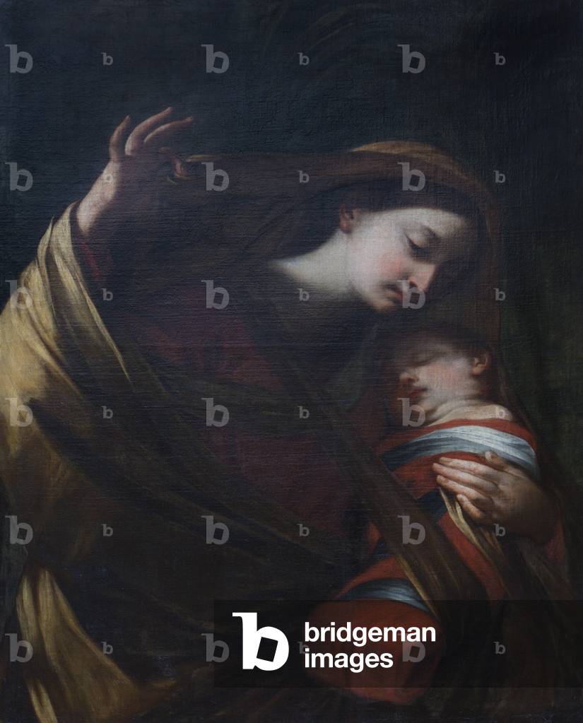 Detail von madonna und kind von einem flug nach ägypten