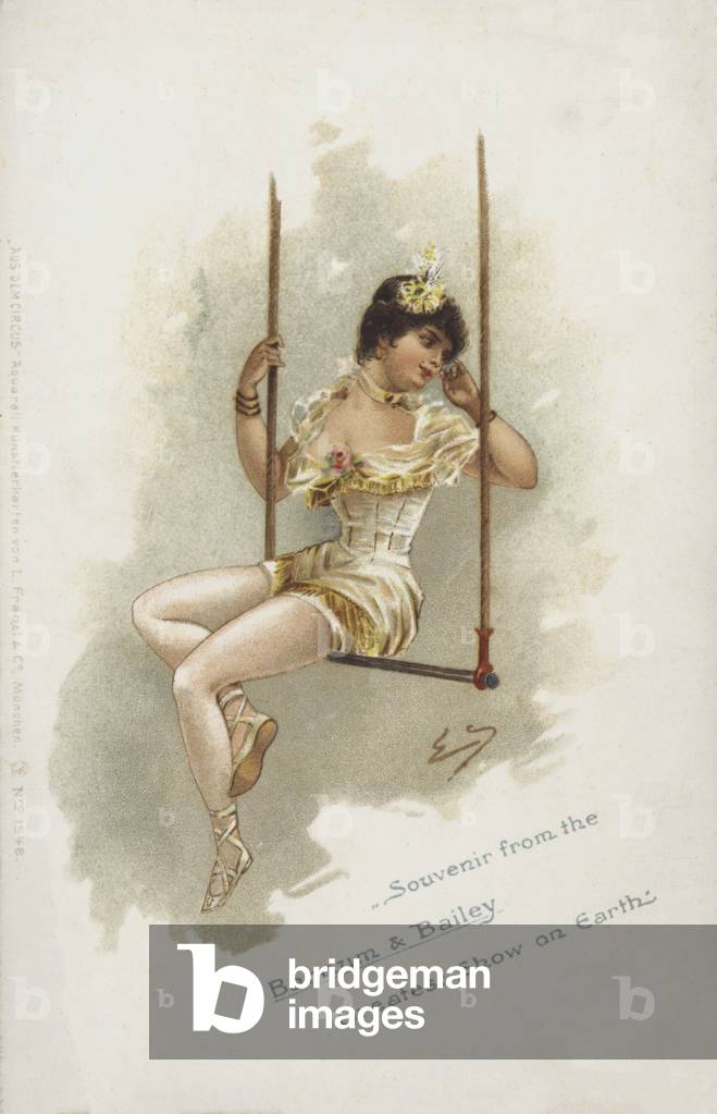 Donna trapezio artista di Barnum e Bailey' s Circus (chromolito)