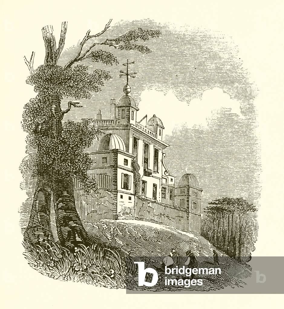 "Osservatorio a Greenwich (incisione)" di English School, b/w