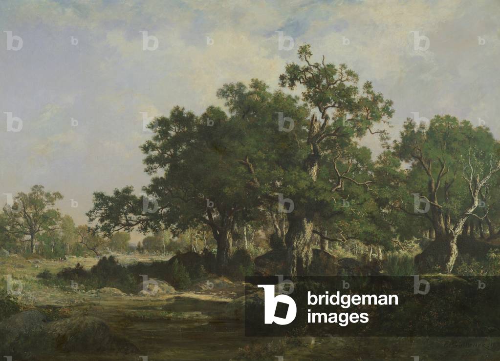 Immagine di Dipinto "Un radura nel Bosco di Fontainebleau (olio su tela)" di Ernest Guillemer