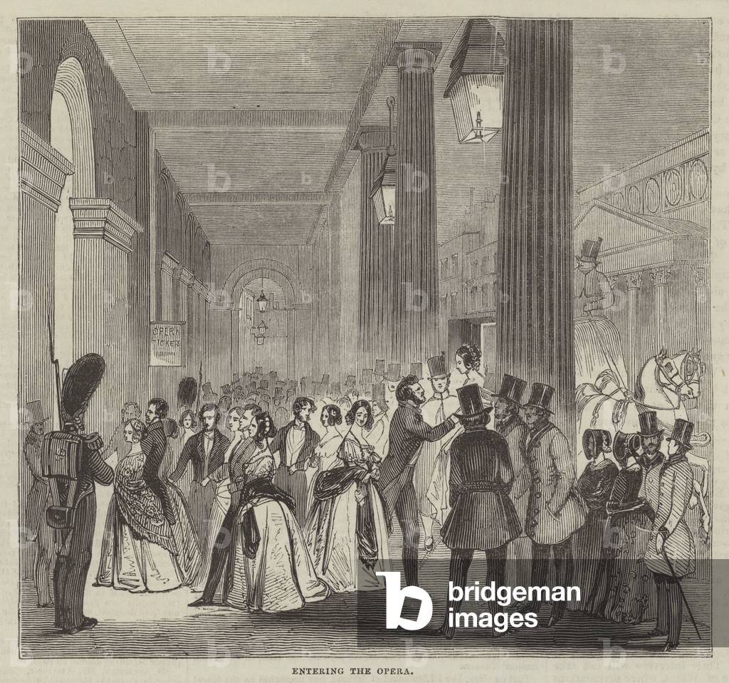"Betreten der Oper (Gravur)" von English School, b/w