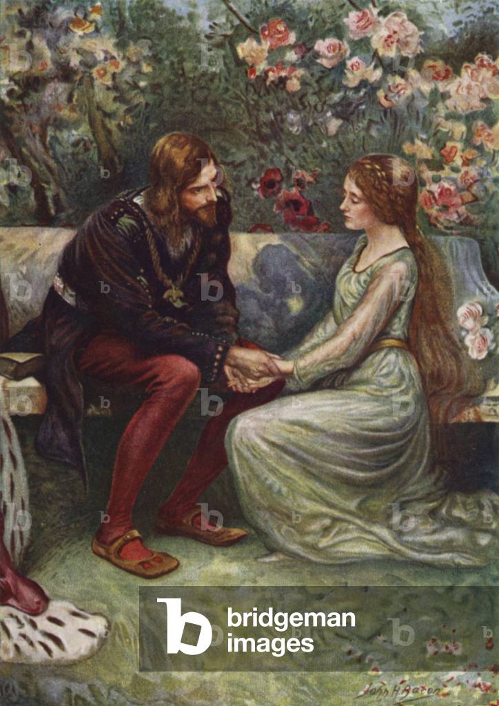 Prince Henry et Elsie dans le jardin (coloris litho) par John Henry Frederick Bacon