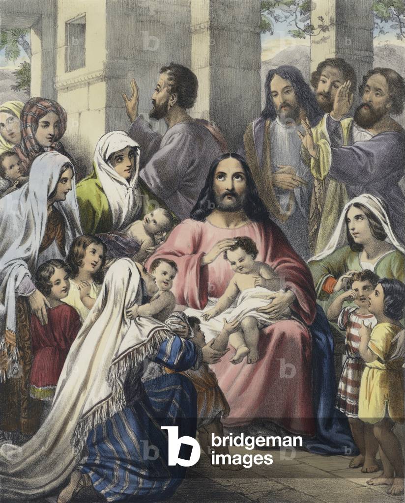 Bild von Gravur "Christus segnet kleine Kinder (farbige Gravur)" von Siegfried Detler Bendixen