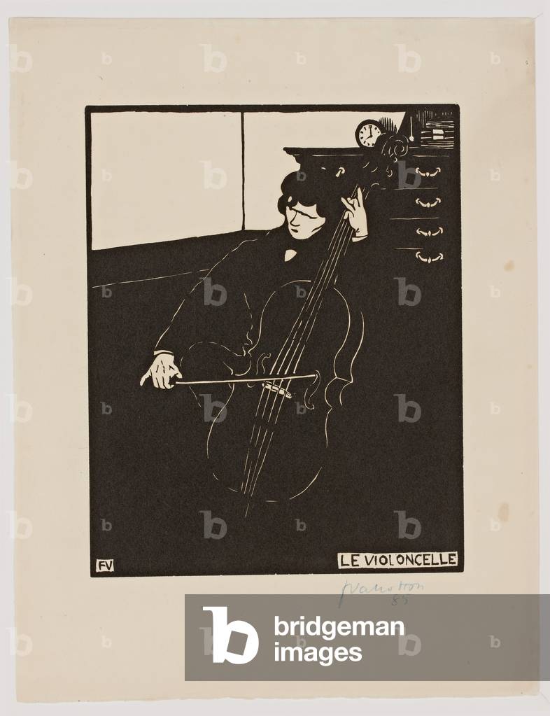 Il 'Violoncello, dalla serie 'Strumenti Musicali', 1896-97 (xilografia)