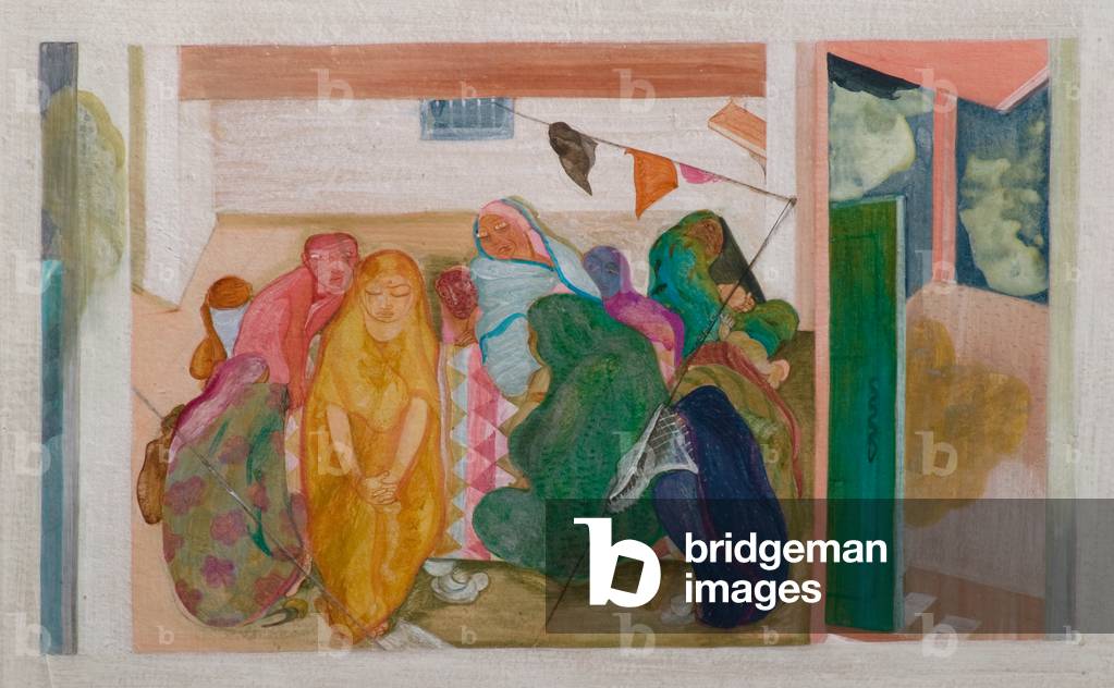Die Frauen des Hauses Inspect Champa, die neue Braut, 1984-1985 (Tempera auf Sanghaneri-Papier)