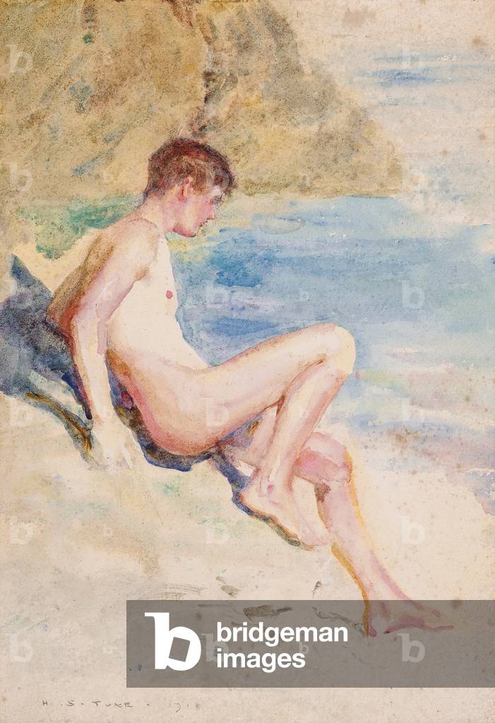 Il bagnante, 1910 (matita & w/c su carta)