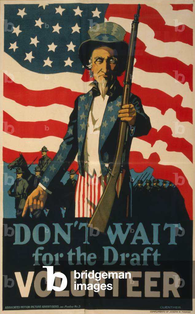 "Warte nicht auf den Entwurf — Volunteer" 1917 von American School