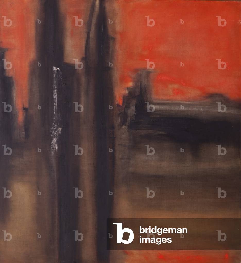 Parigi (un rosso e marrone astratto), 1960-69 (olio su tela)