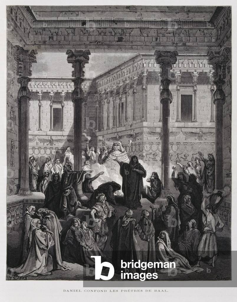 Image of Engraving depicting Daniel confronts the priests of Baal 1866 by Gustave Dore
